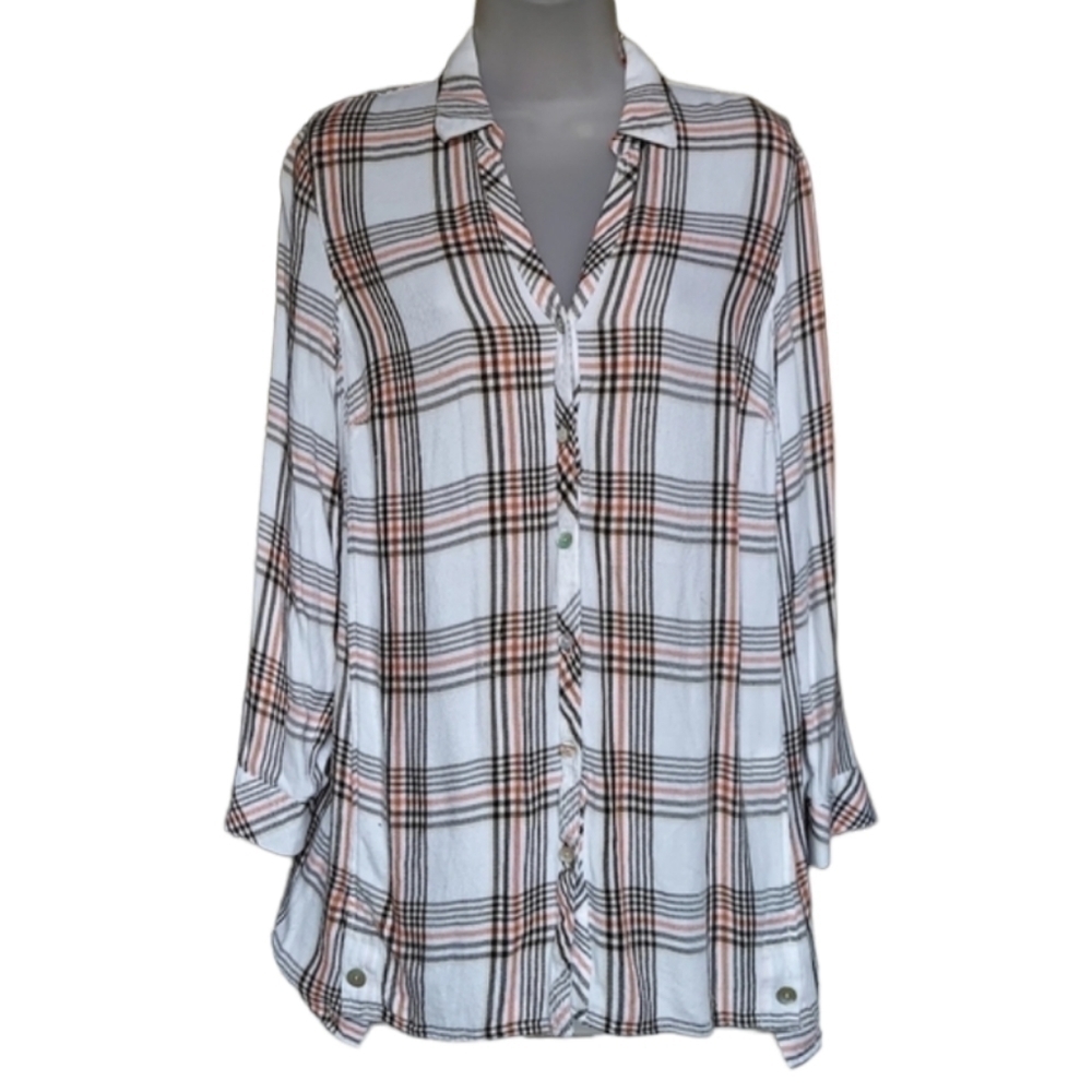J. Jill Flannel Buttoned Down Tunic Shirt